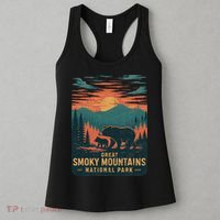 Great Smoky Mountains Bear Nature Retro Sunset Women's Tank Top thumb 3
