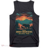 Great Smoky Mountains Bear Nature Retro Sunset Tank Top thumb 0
