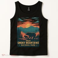 Great Smoky Mountains Bear Nature Retro Sunset Tank Top thumb 2