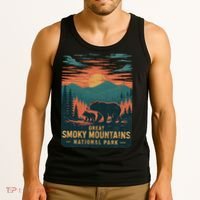Great Smoky Mountains Bear Nature Retro Sunset Tank Top thumb 3