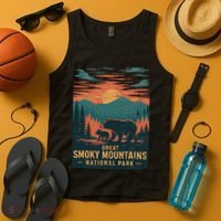 Great Smoky Mountains Bear Nature Retro Sunset Tank Top thumb 4