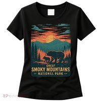 Great Smoky Mountains Bear Nature Retro Sunset Women's T-Shirt thumb 0