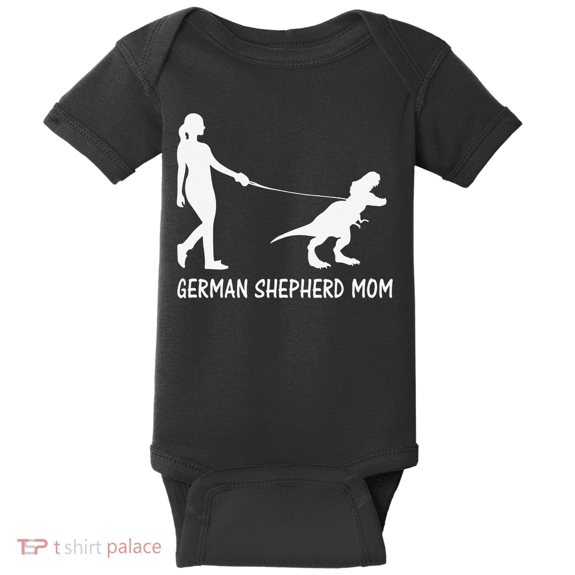 German Shepherd Mom Dinosaur GSD Owners Trex Mother Baby Bodysuit