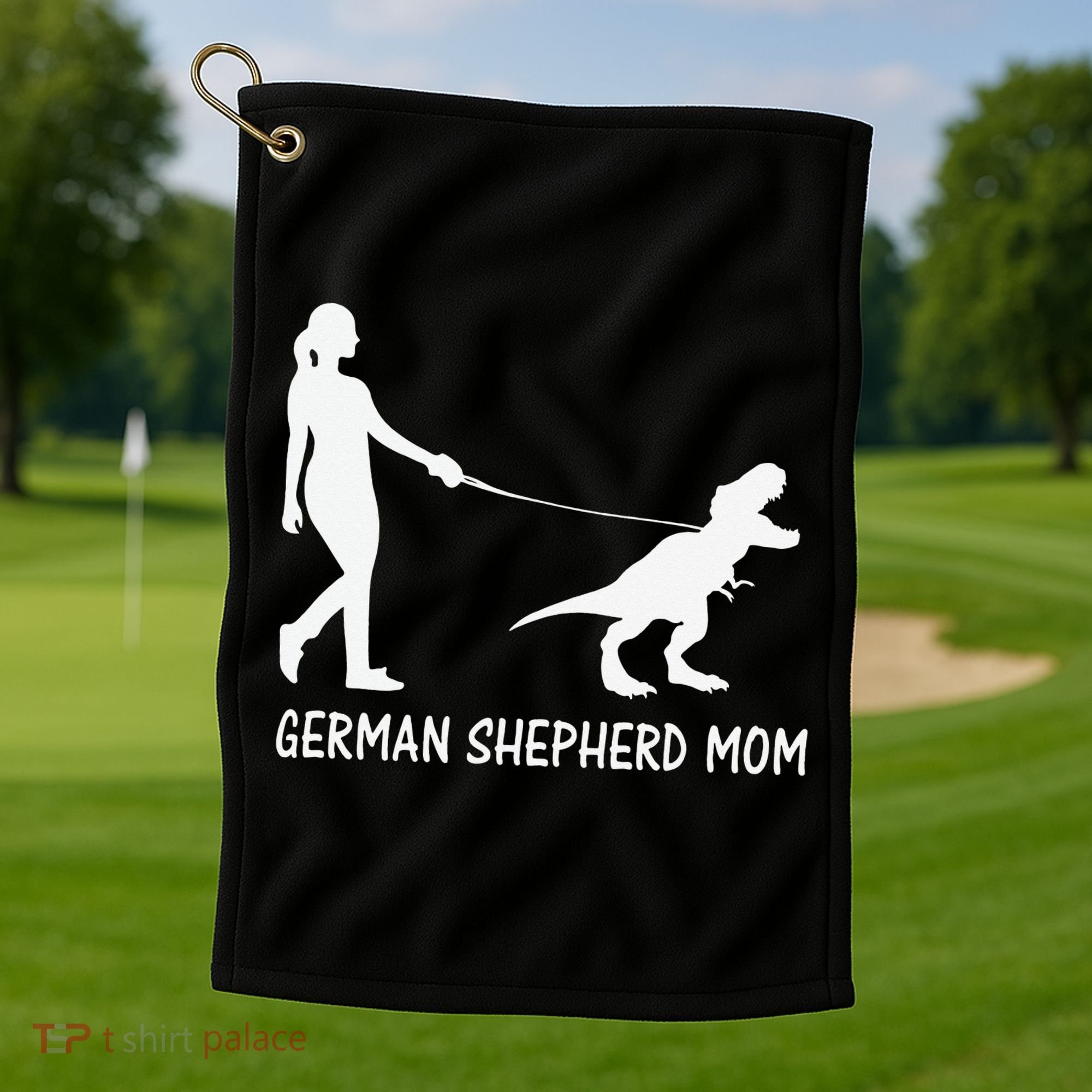 German Shepherd Mom Dinosaur GSD Owners Trex Mother Golf Towel