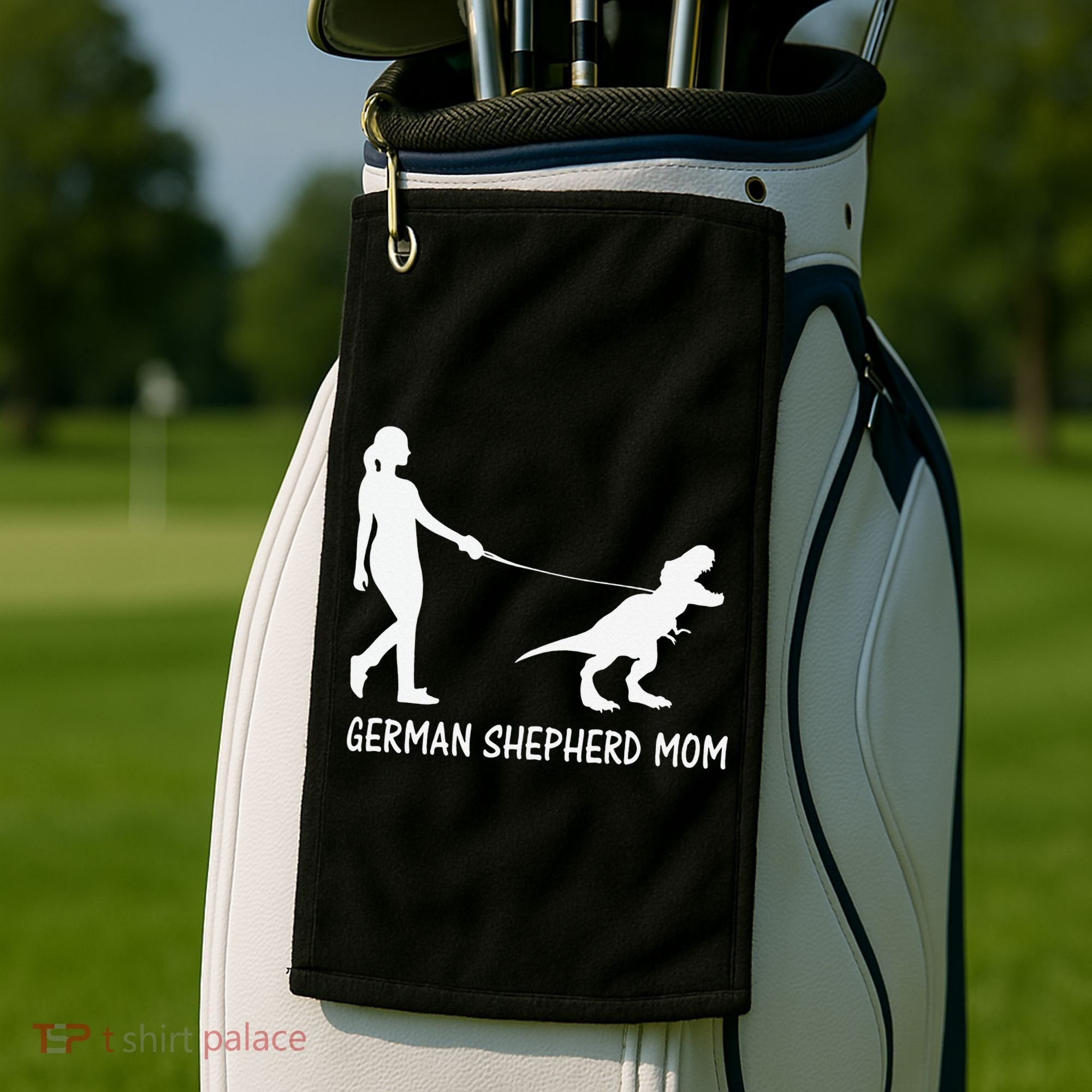 German Shepherd Mom Dinosaur GSD Owners Trex Mother Golf Towel