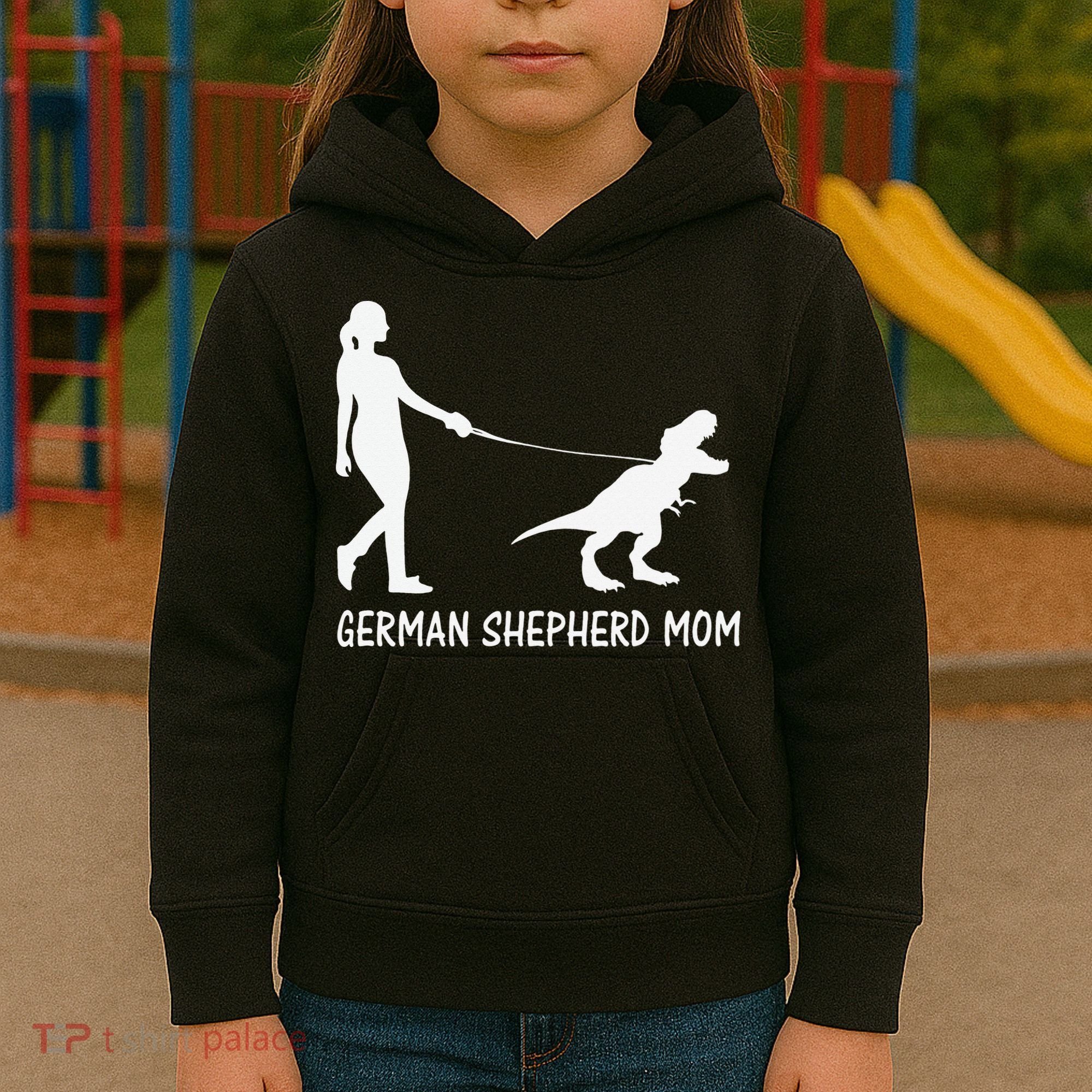 German Shepherd Mom Dinosaur GSD Owners Trex Mother Kids Hoodie