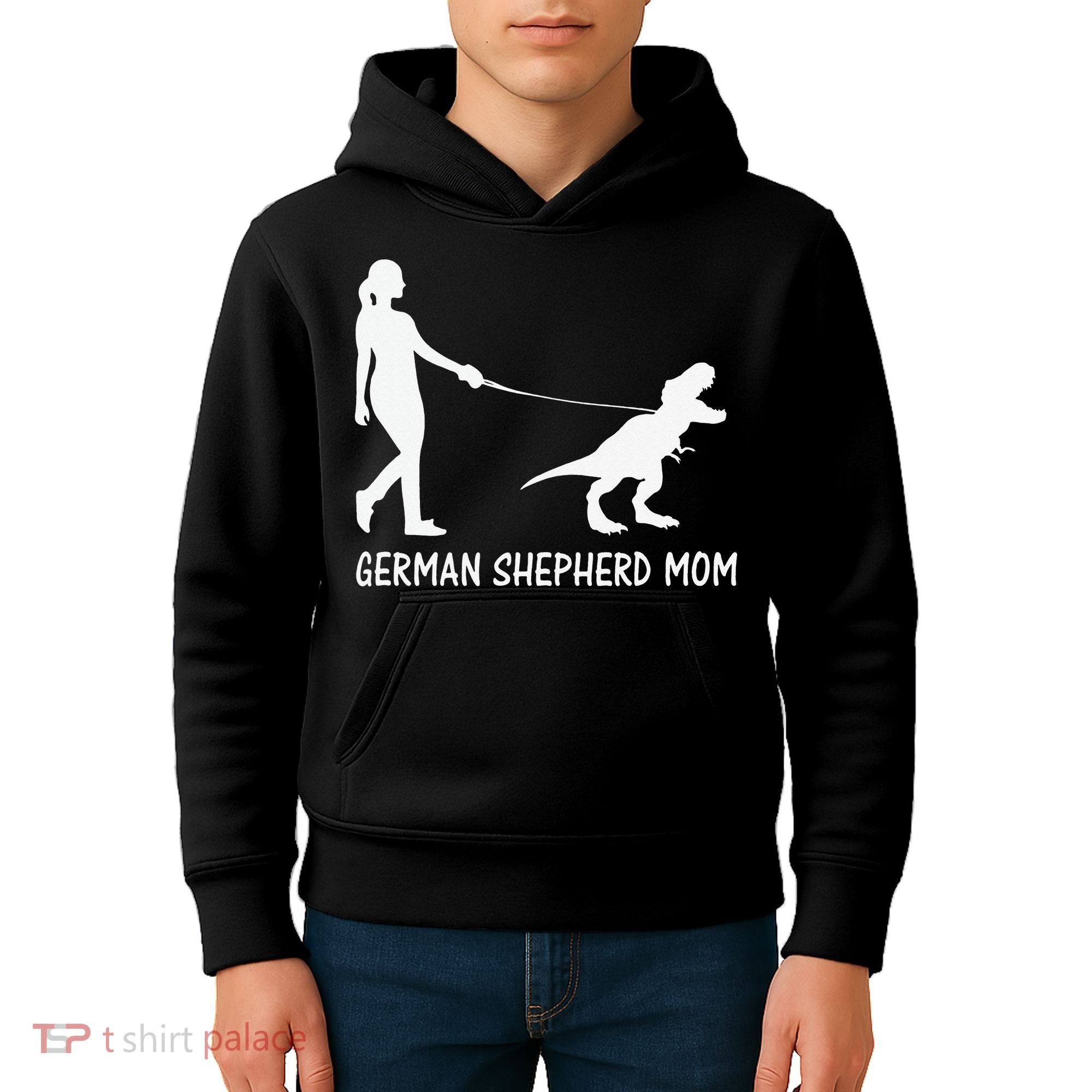 German Shepherd Mom Dinosaur GSD Owners Trex Mother Kids Hoodie