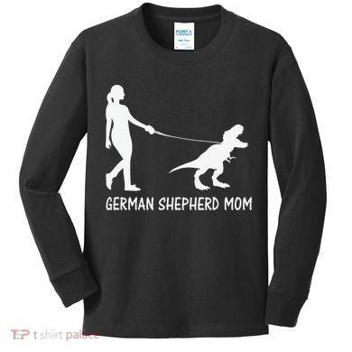 German Shepherd Mom Dinosaur GSD Owners Trex Mother Kids Long Sleeve Shirt