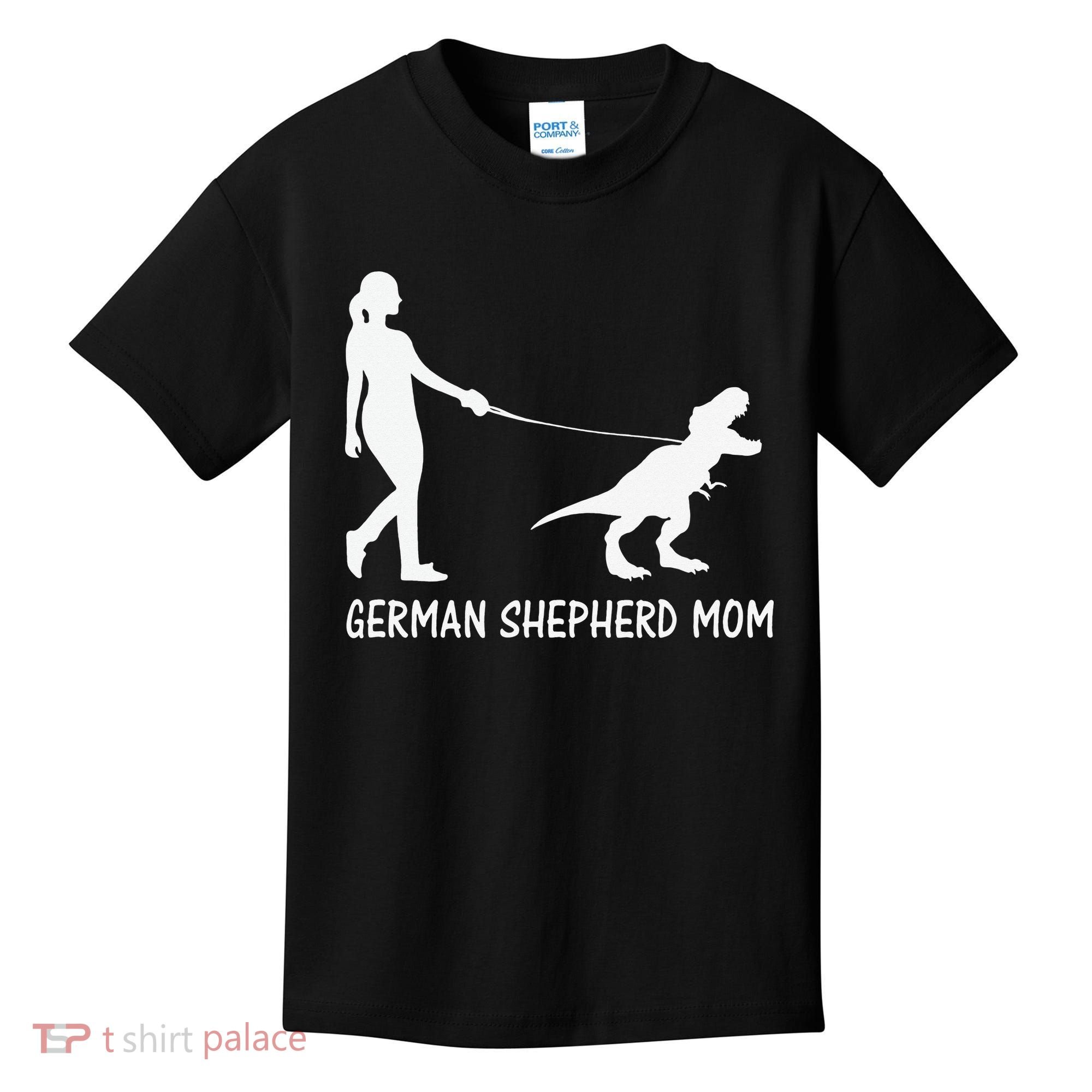 German Shepherd Mom Dinosaur GSD Owners Trex Mother Kids T-Shirt