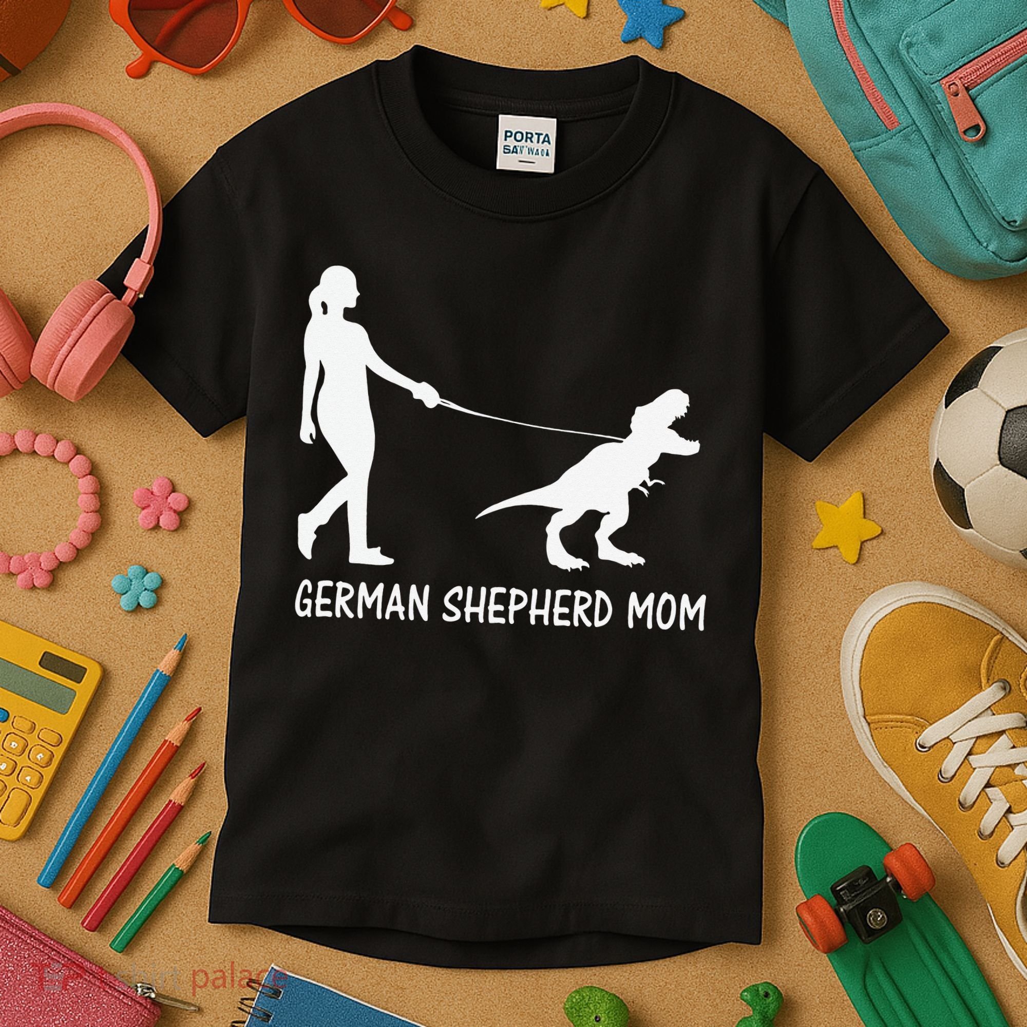 German Shepherd Mom Dinosaur GSD Owners Trex Mother Kids T-Shirt