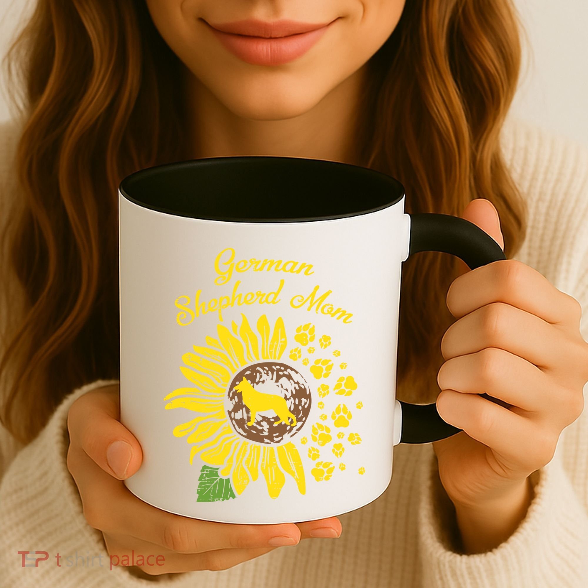 Ger Shepherd Mom Sunflower Paws K9 Dog Lover Owner Gift Coffee Mug