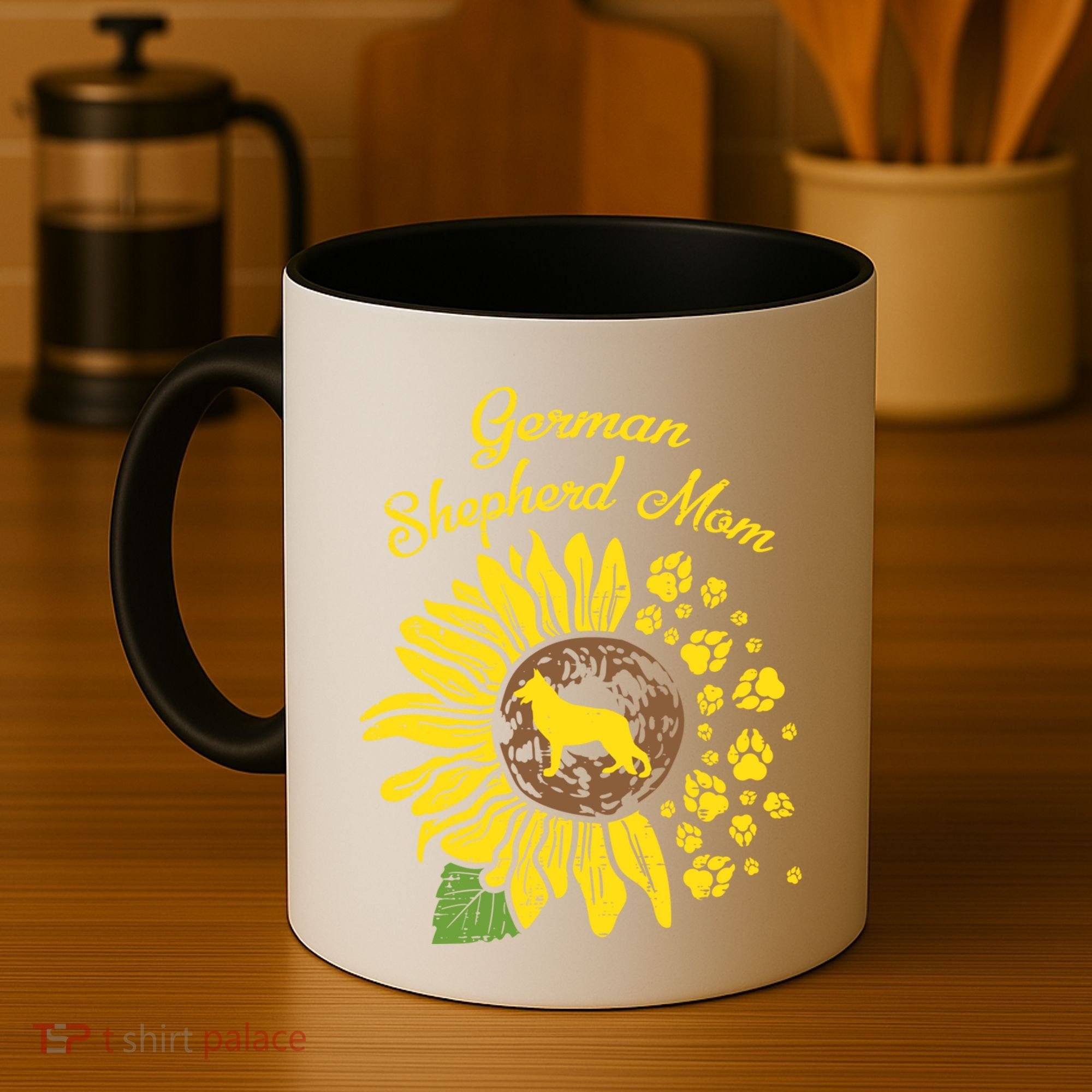 Ger Shepherd Mom Sunflower Paws K9 Dog Lover Owner Gift Coffee Mug