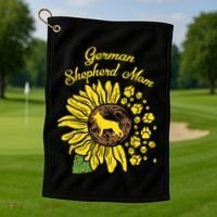 Ger Shepherd Mom Sunflower Paws K9 Dog Lover Owner Gift Golf Towel thumb 1
