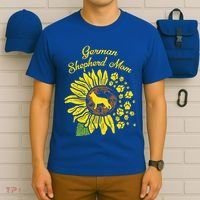 Ger Shepherd Mom Sunflower Paws K9 Dog Lover Owner Gift T-Shirt thumb 6