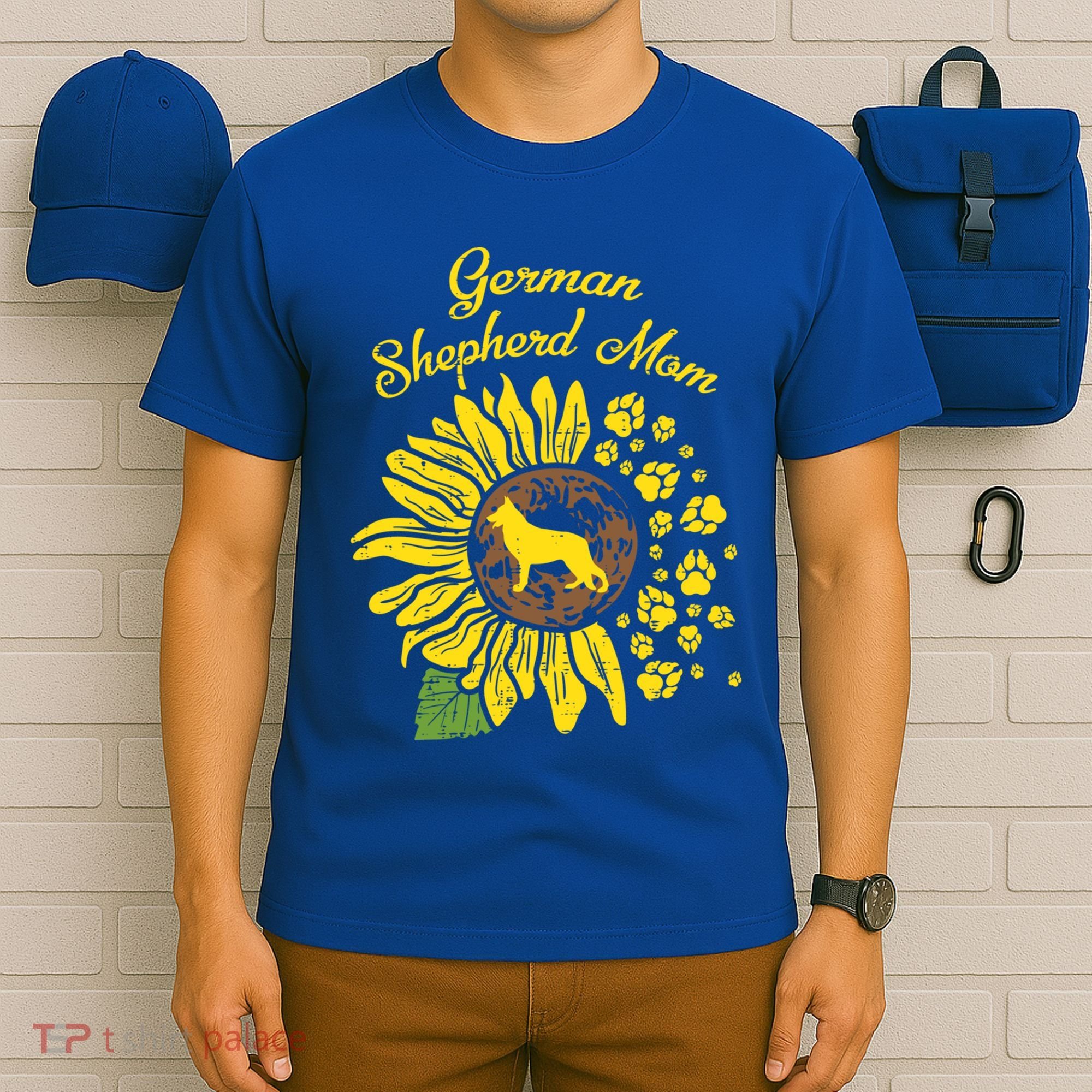 Ger Shepherd Mom Sunflower Paws K9 Dog Lover Owner Gift T-Shirt