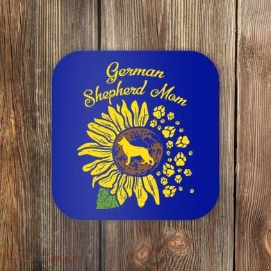 Ger Shepherd Mom Sunflower Paws K9 Dog Lover Owner Gift Coaster