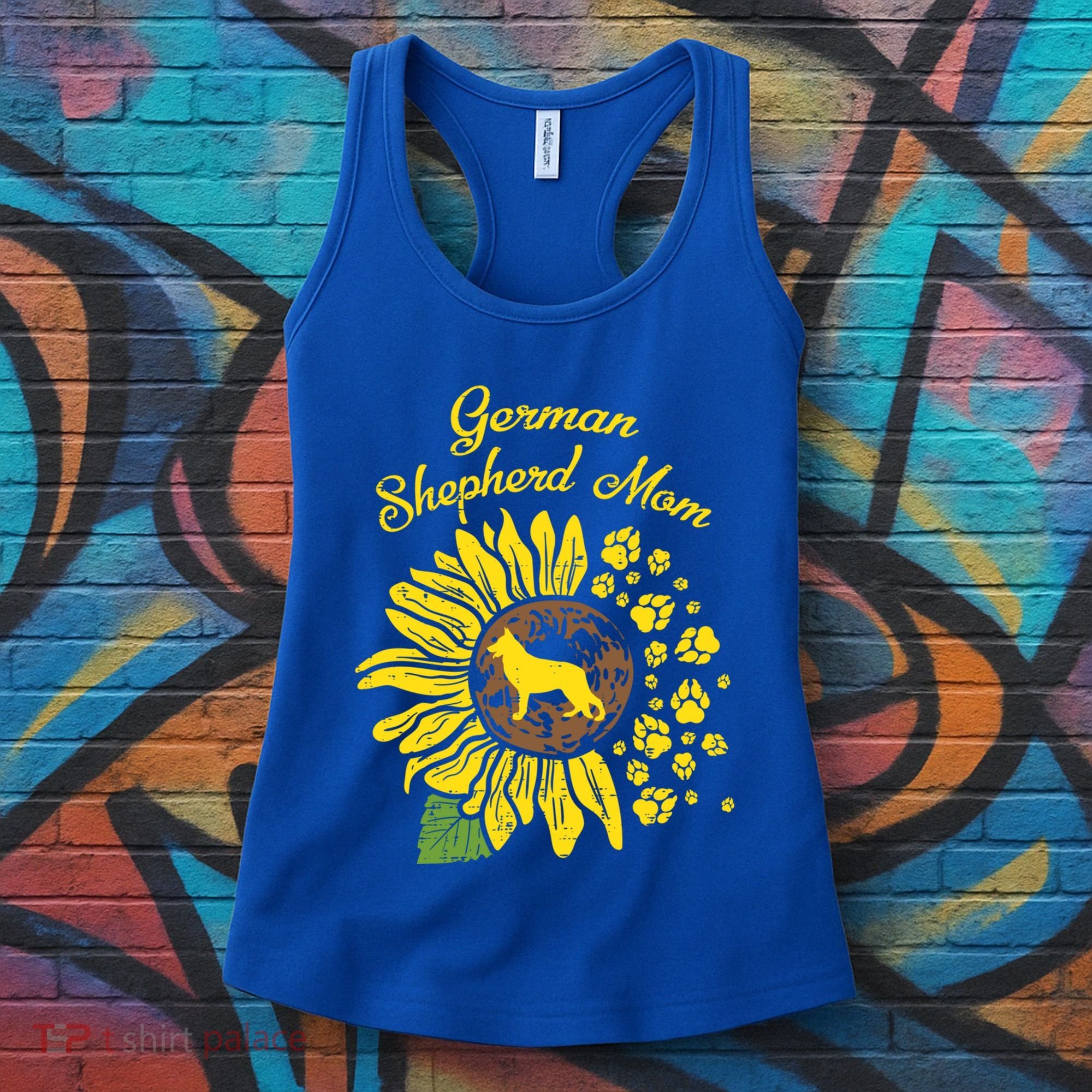Ger Shepherd Mom Sunflower Paws K9 Dog Lover Owner Gift Women's Tank Top