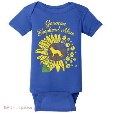 Ger Shepherd Mom Sunflower Paws K9 Dog Lover Owner Gift Baby Bodysuit