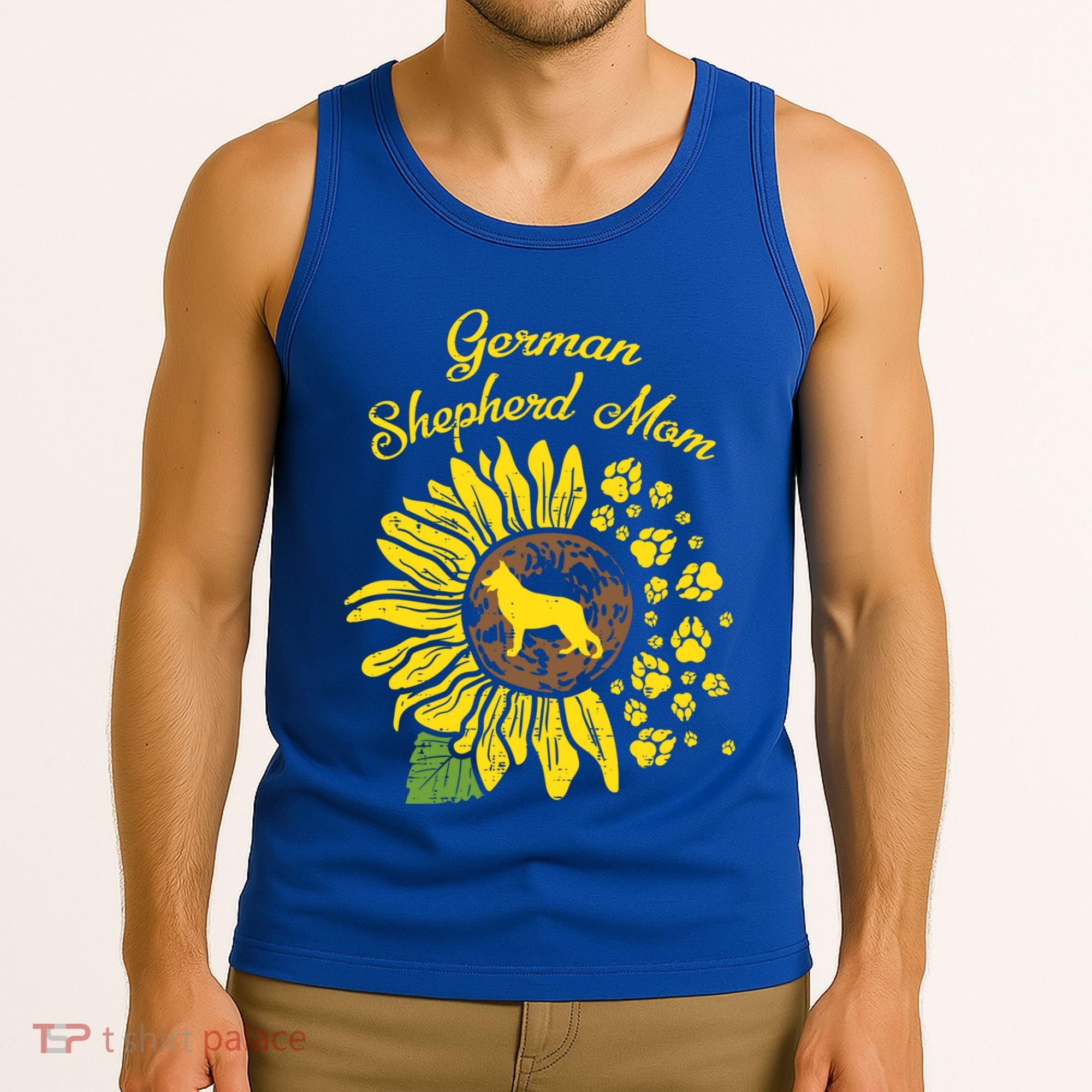 Ger Shepherd Mom Sunflower Paws K9 Dog Lover Owner Gift Tank Top