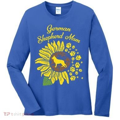 Ger Shepherd Mom Sunflower Paws K9 Dog Lover Owner Gift Women's Long Sleeve Shirt
