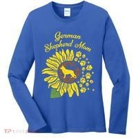 Ger Shepherd Mom Sunflower Paws K9 Dog Lover Owner Gift Women's Long Sleeve Shirt thumb 0
