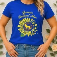 Ger Shepherd Mom Sunflower Paws K9 Dog Lover Owner Gift Women's T-Shirt thumb 2