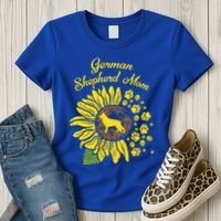 Ger Shepherd Mom Sunflower Paws K9 Dog Lover Owner Gift Women's T-Shirt thumb 3