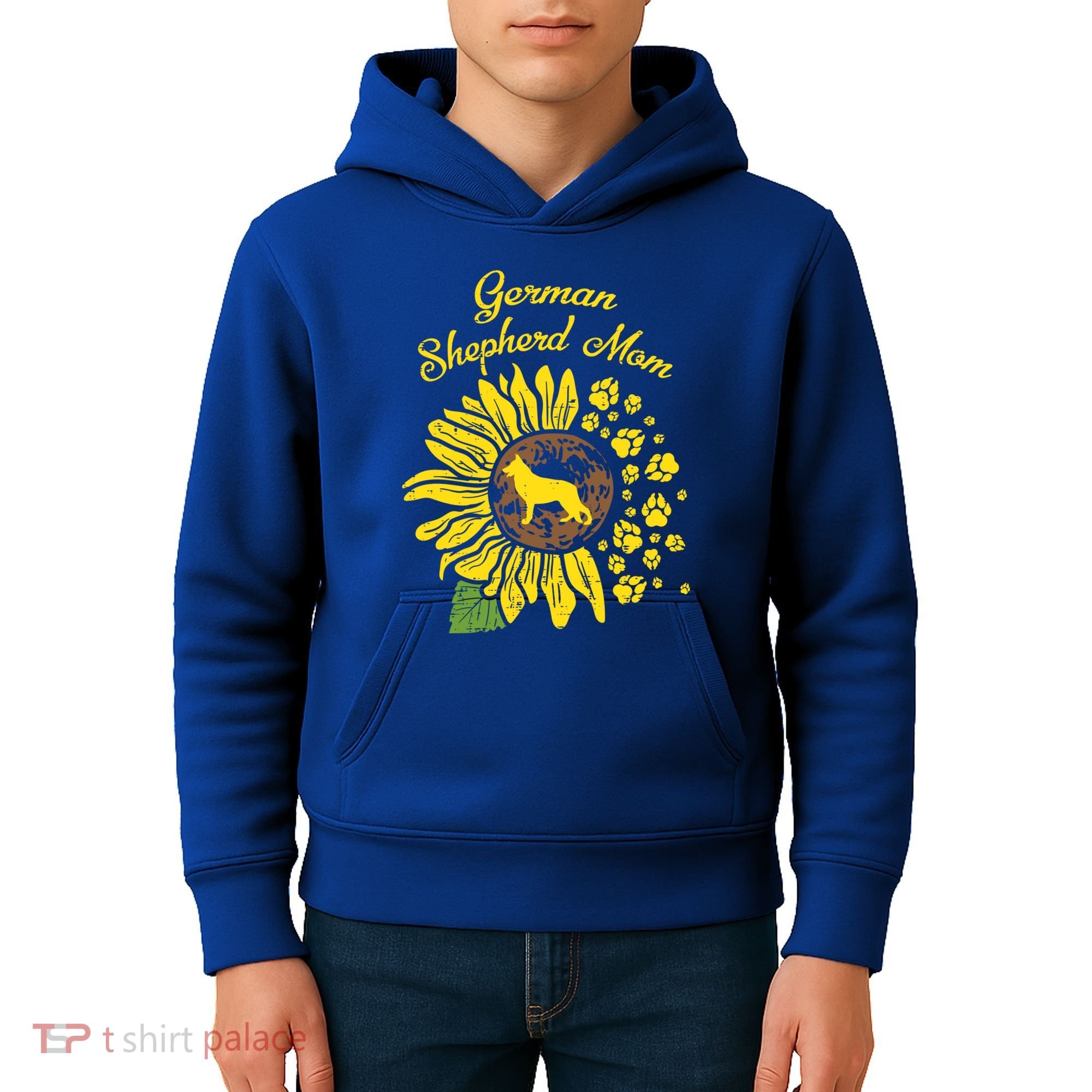 Ger Shepherd Mom Sunflower Paws K9 Dog Lover Owner Gift Kids Hoodie