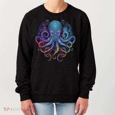 Geometric Squid Octopus Kraken Colorful Abstract Rainbow  Women's Sweatshirt