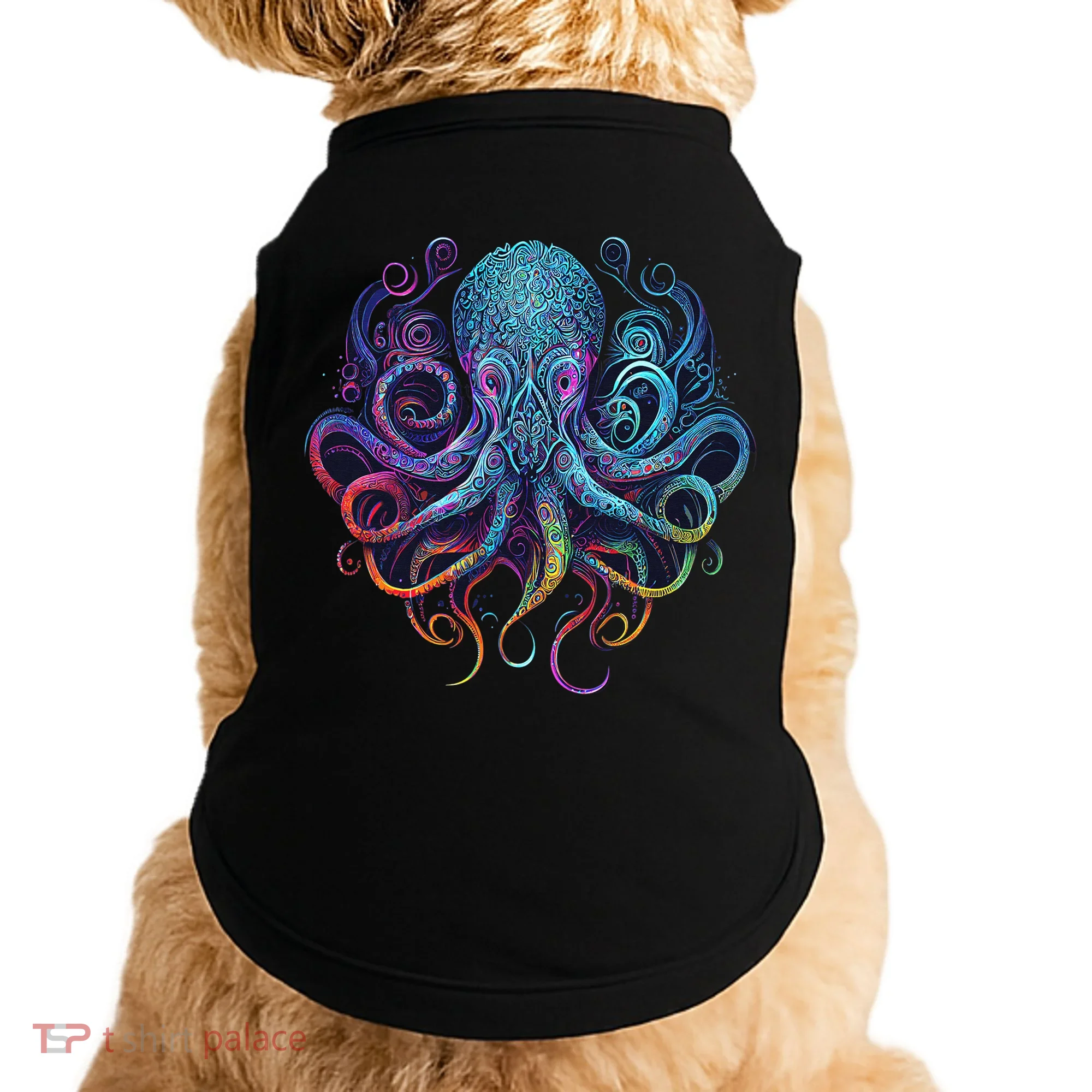 Geometric Squid Octopus Kraken Colorful Abstract Rainbow  Doggie Tank