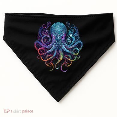 Geometric Squid Octopus Kraken Colorful Abstract Rainbow  USA-Made Doggie Bandana