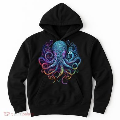 Geometric Squid Octopus Kraken Colorful Abstract Rainbow  Hoodie