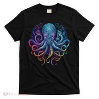 Geometric Squid Octopus Kraken Colorful Abstract Rainbow  T-Shirt thumb 0