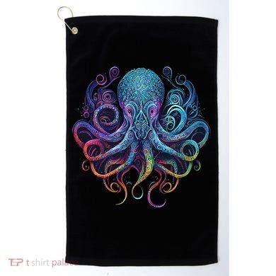 Geometric Squid Octopus Kraken Colorful Abstract Rainbow  Golf Towel
