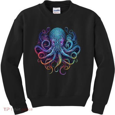 Geometric Squid Octopus Kraken Colorful Abstract Rainbow  Kids Sweatshirt