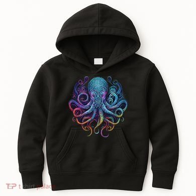 Geometric Squid Octopus Kraken Colorful Abstract Rainbow  Kids Hoodie