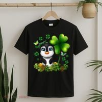 Girls St Patricks Day Gift For Penguin Kids Green Shamrock Women Gift T-Shirt thumb 2