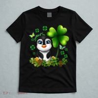 Girls St Patricks Day Gift For Penguin Kids Green Shamrock Women Gift T-Shirt thumb 5