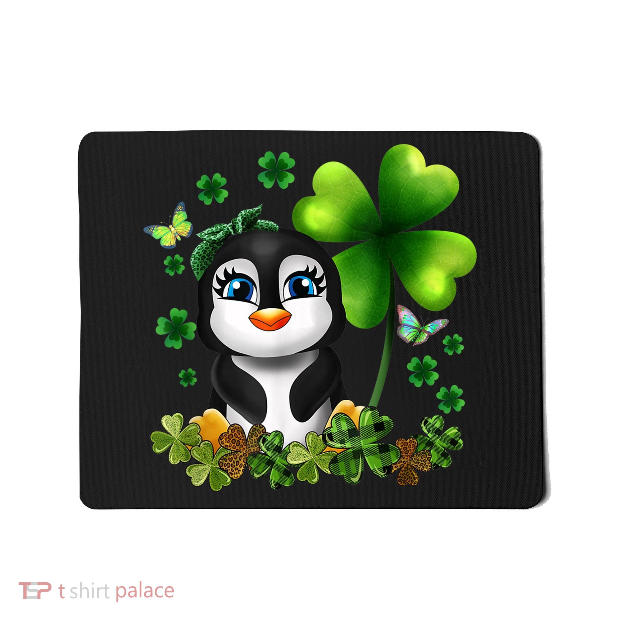 Girls St Patricks Day Gift For Penguin Kids Green Shamrock Women Gift Mousepad