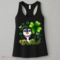 Girls St Patricks Day Gift For Penguin Kids Green Shamrock Women Gift Women's Tank Top thumb 3