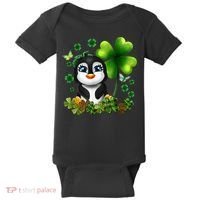 Girls St Patricks Day Gift For Penguin Kids Green Shamrock Women Gift Baby Bodysuit thumb 0