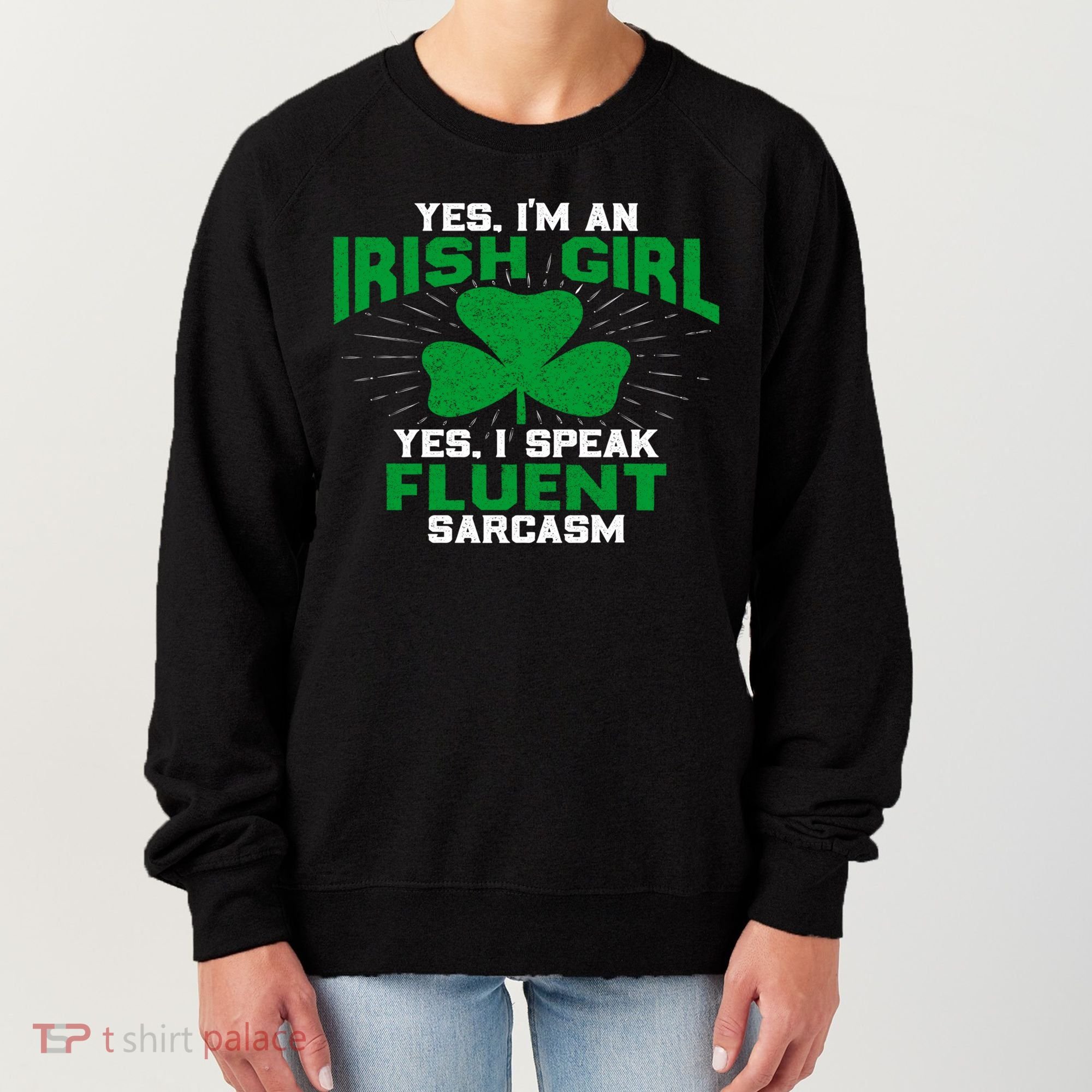 Green Saint Patricks Day St pattys Irish Shamrock Leprechaun Women's Sweatshirt
