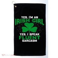 Green Saint Patricks Day St pattys Irish Shamrock Leprechaun Golf Towel thumb 0