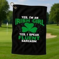 Green Saint Patricks Day St pattys Irish Shamrock Leprechaun Golf Towel thumb 1