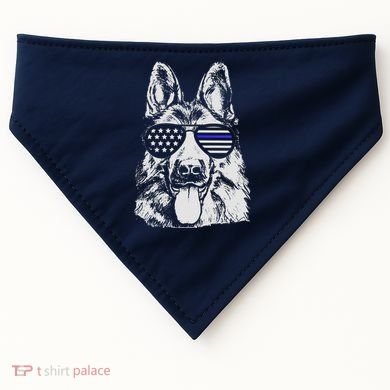 German Shepherd Police Flag USA-Made Doggie Bandana