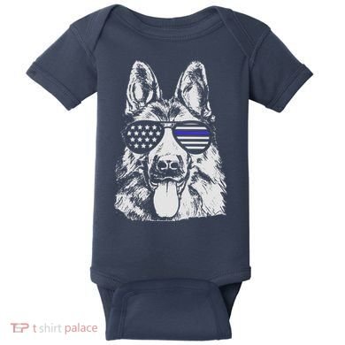 German Shepherd Police Flag Baby Bodysuit