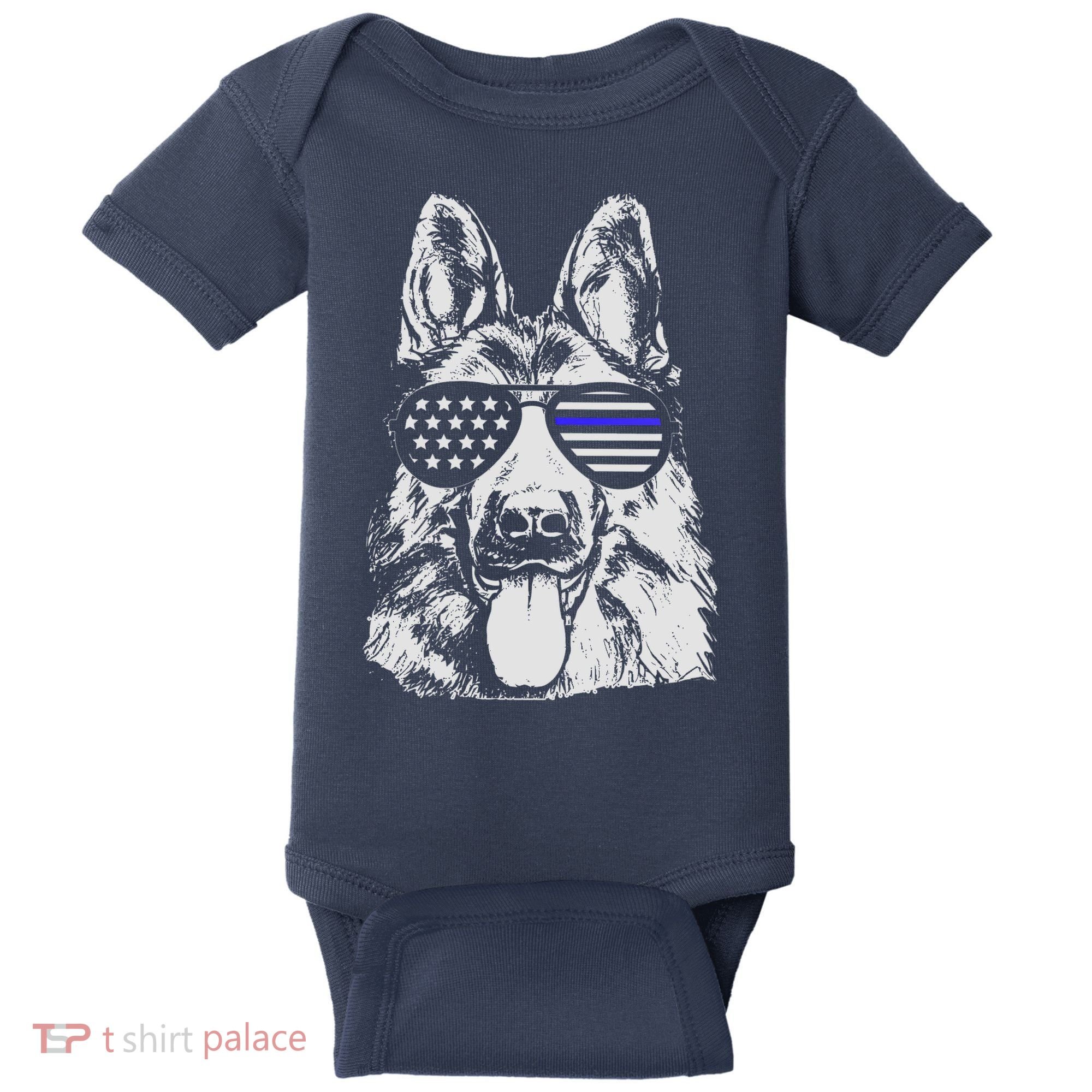 German Shepherd Police Flag Baby Bodysuit