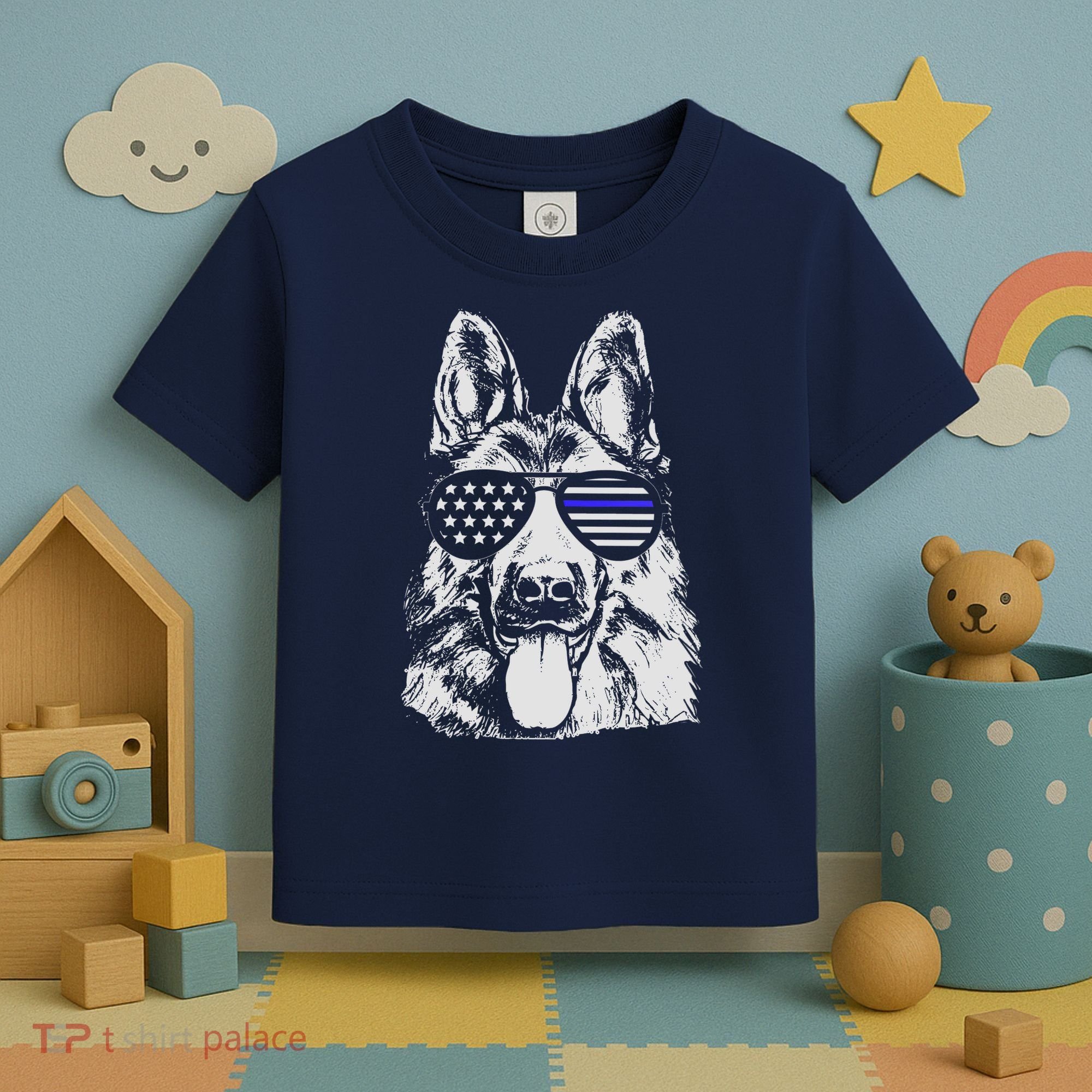 German Shepherd Police Flag Toddler T-Shirt