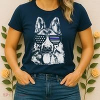 German Shepherd Police Flag Women's T-Shirt thumb 2