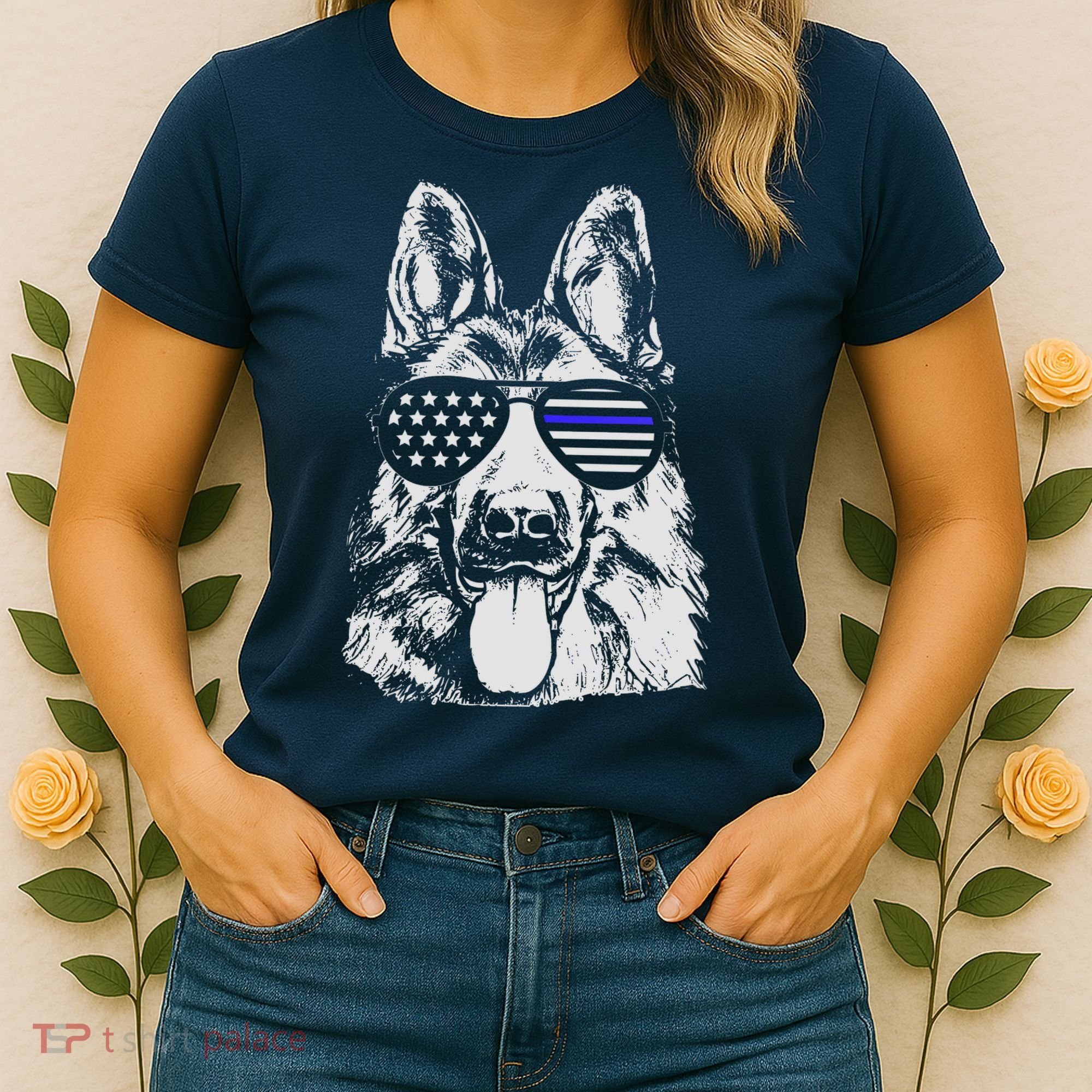 German Shepherd Police Flag Women's T-Shirt